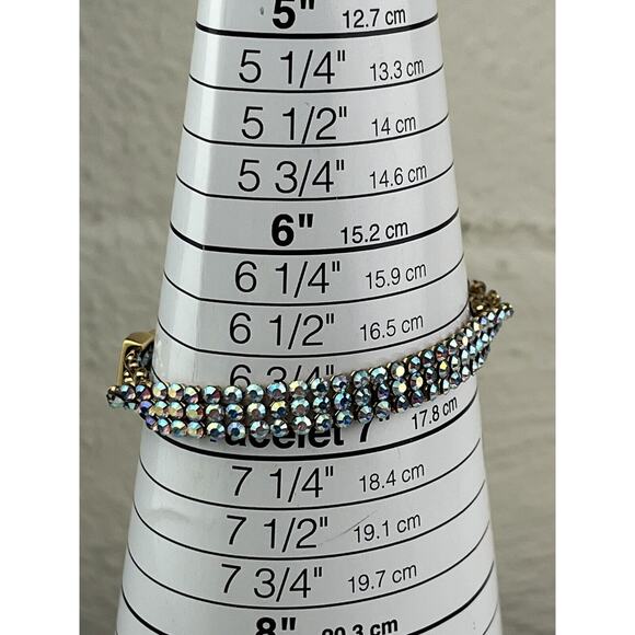 Swarovski Swan Logo Golden Shadow Mesh Clim AB Crystal Bracelet 7.5" - Picture 9 of 9